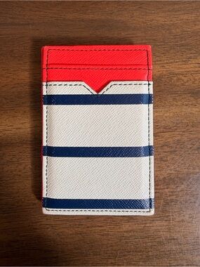 J. Crew Striped Card Holder in Red, Navy, and White